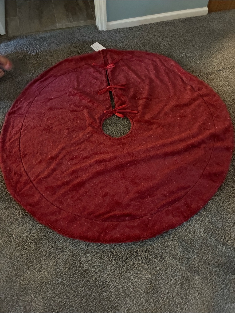 Red Velvet Tree Skirt with Tie Closure